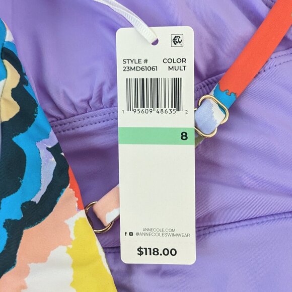 Anne Cole Skirted One-Piece Swim Dress, Multi, Women's 8 - Picture 3 of 3